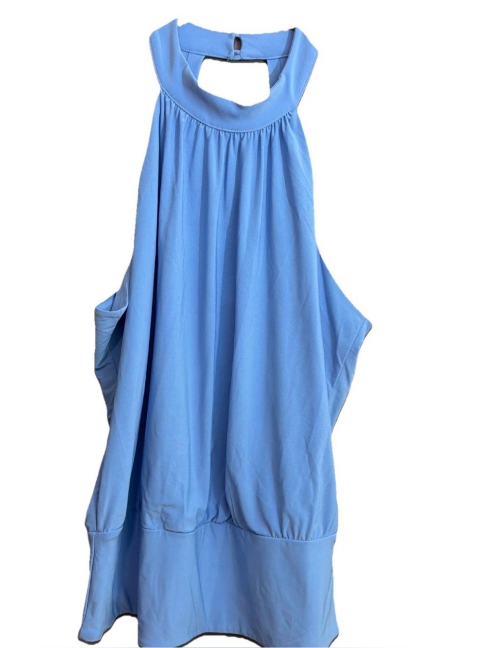 Boston proper keyhole, draped Light Blue open back halter top gorgeous Classy